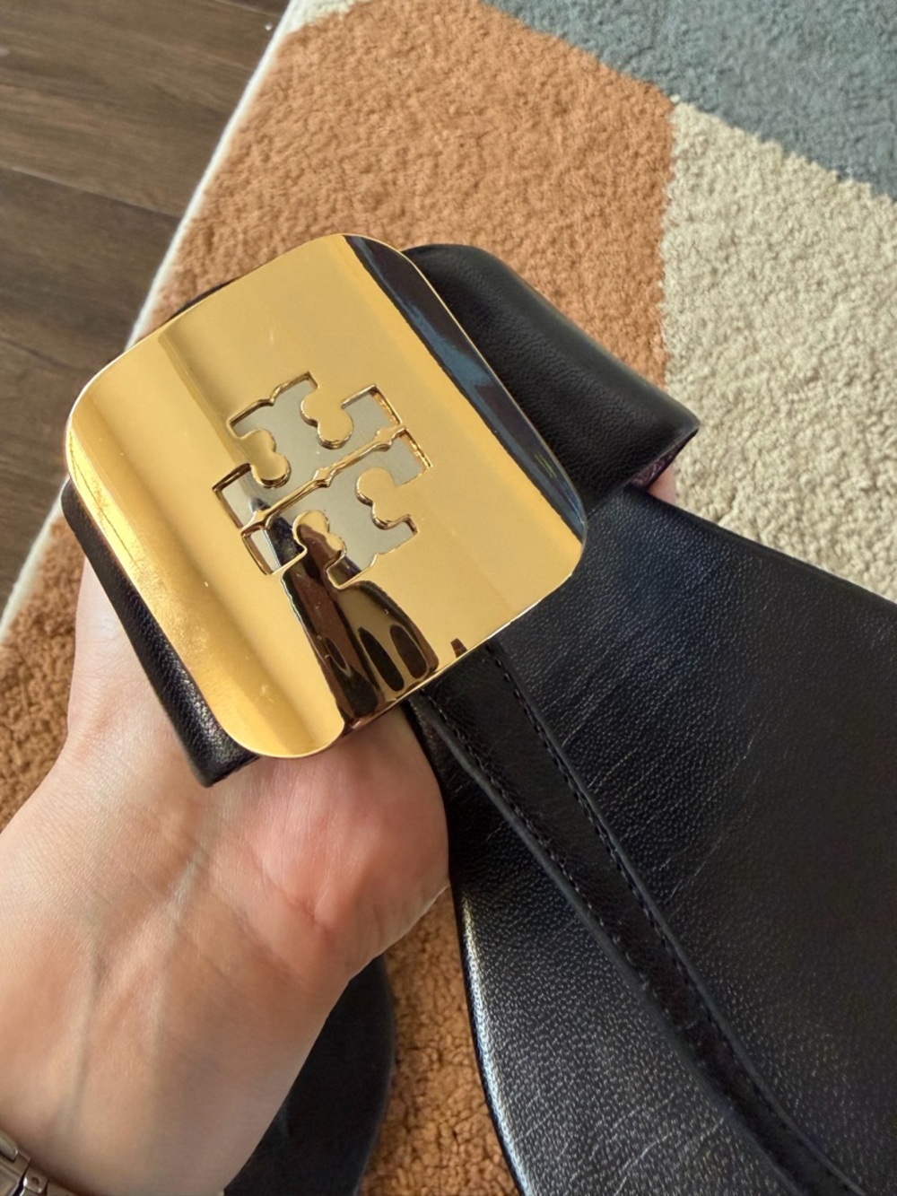 Tory Burch Perfect Black/Gold Georgia Sandal - Picture 4 of 10